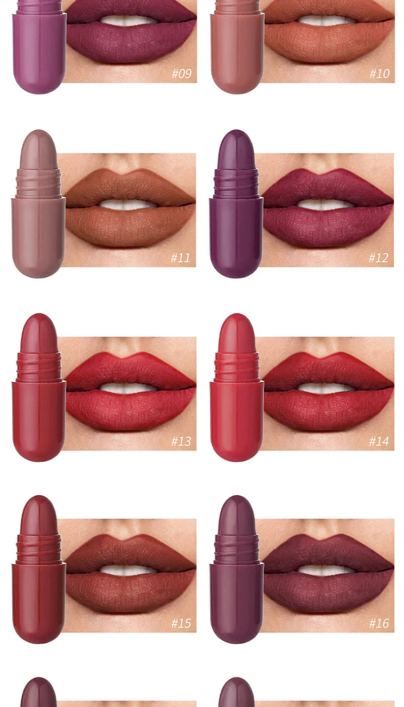 MAGIC CASA 18-Color Capsule Lipstick Set - Mini Matte, Long-lasting, Waterproof, Non-transfer，Soft matte finish